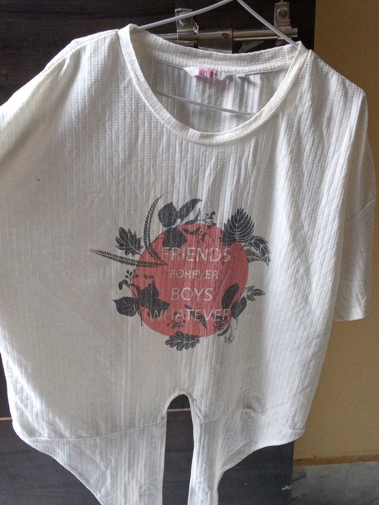 Casual White Printed T-shirt