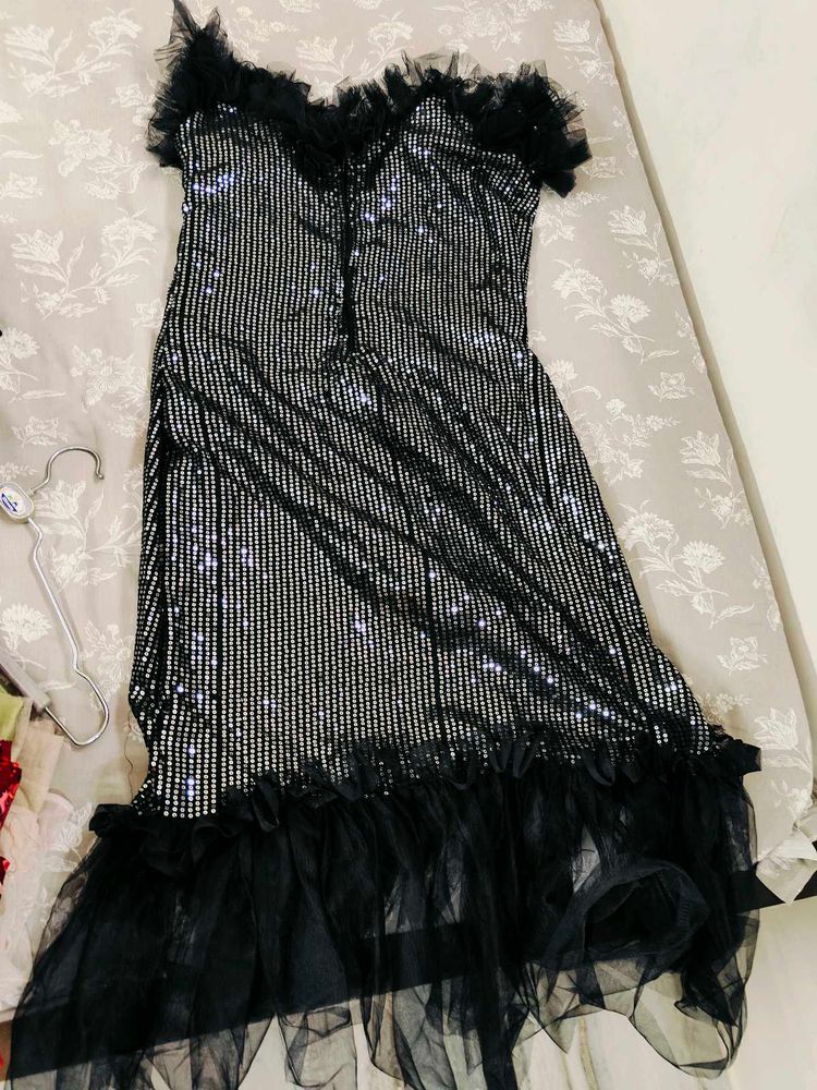 Full Black Sequin Dress