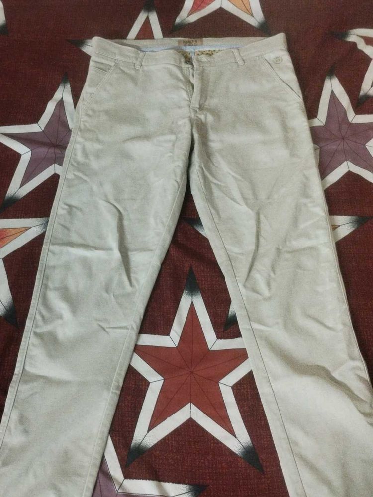 Beige Casual Pants