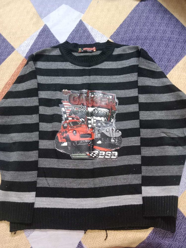 Striped Graphic Sweater