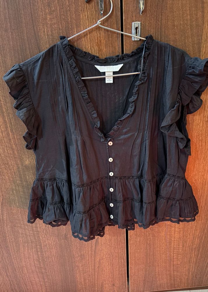 Ruffled Black Top