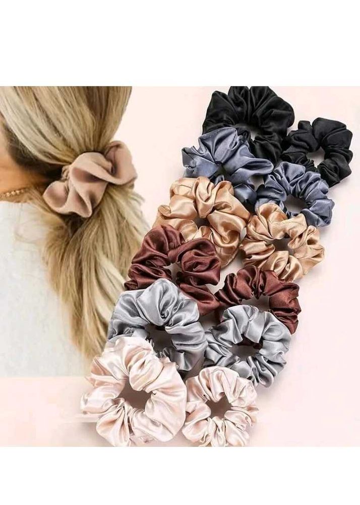 Satin Scrunchie Hair Tie Set. (10 piece)
