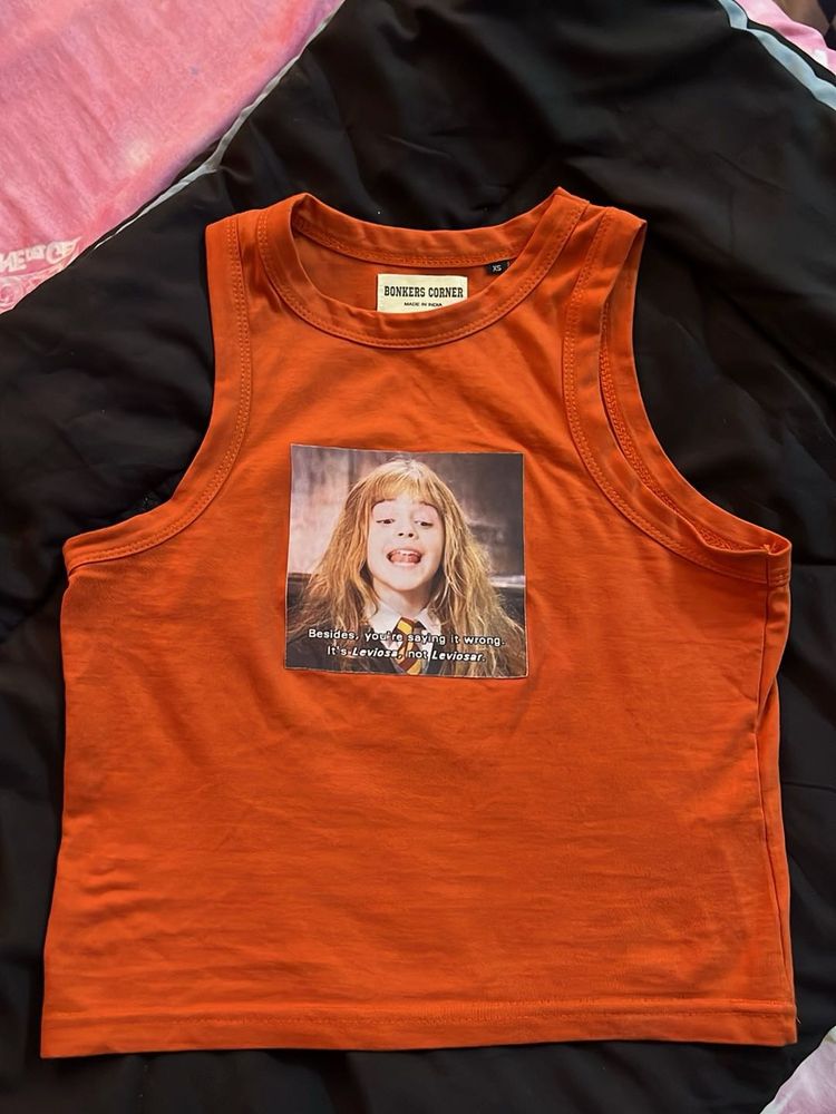 Orange Graphic Tank Top