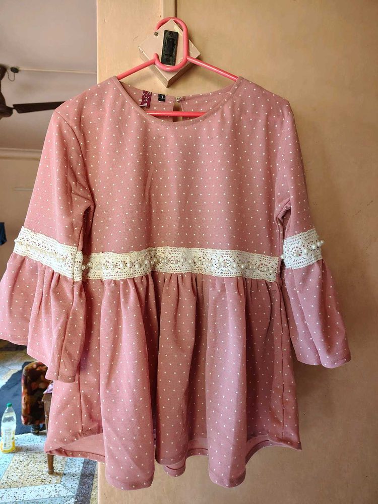Cute Pink Polka Dot Korean Top