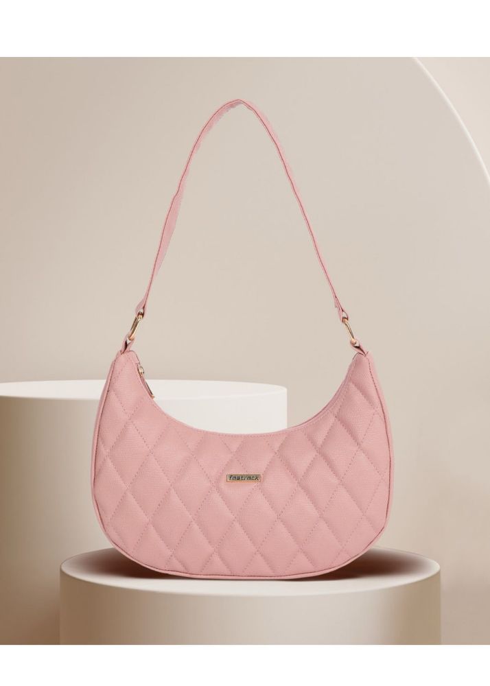 Pink Quilted Crescent Bag