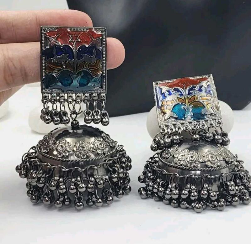 Lightweight Silver Jhumka Earrings
