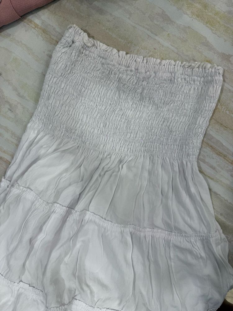 White Strapless Mini Dress