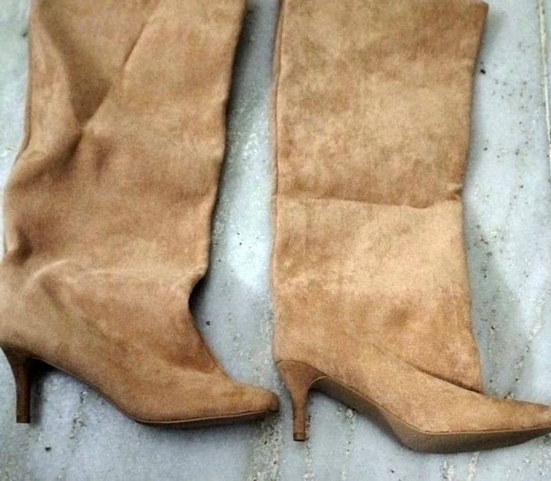 Square toe trendy knee high  Kitten Heel Boots