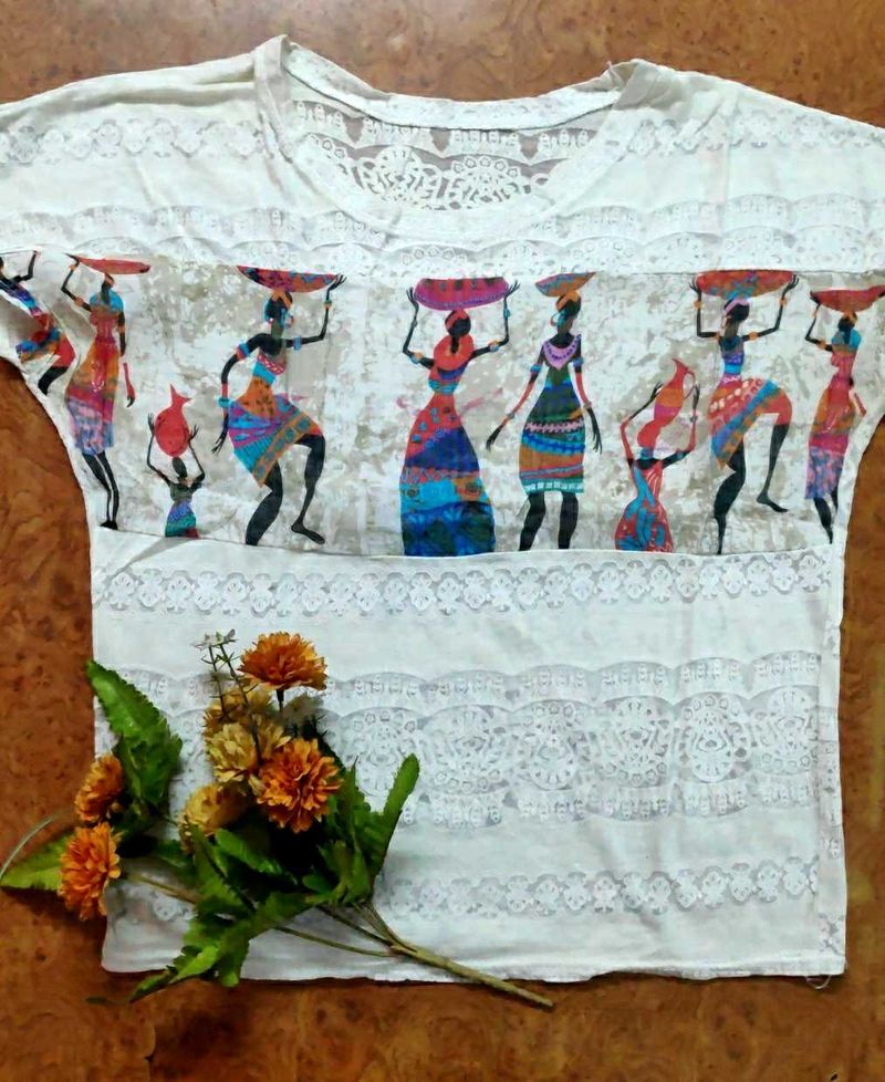Ethnic Print White Top