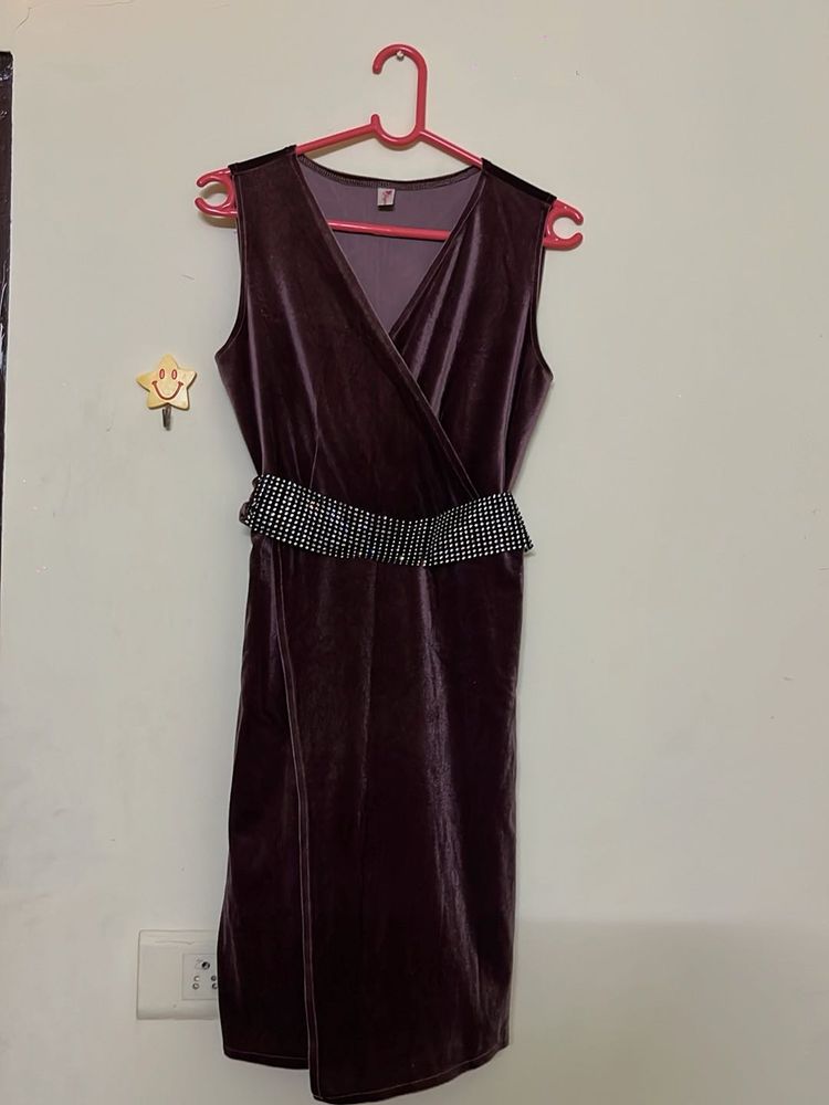 Velvet Dress With A Belt