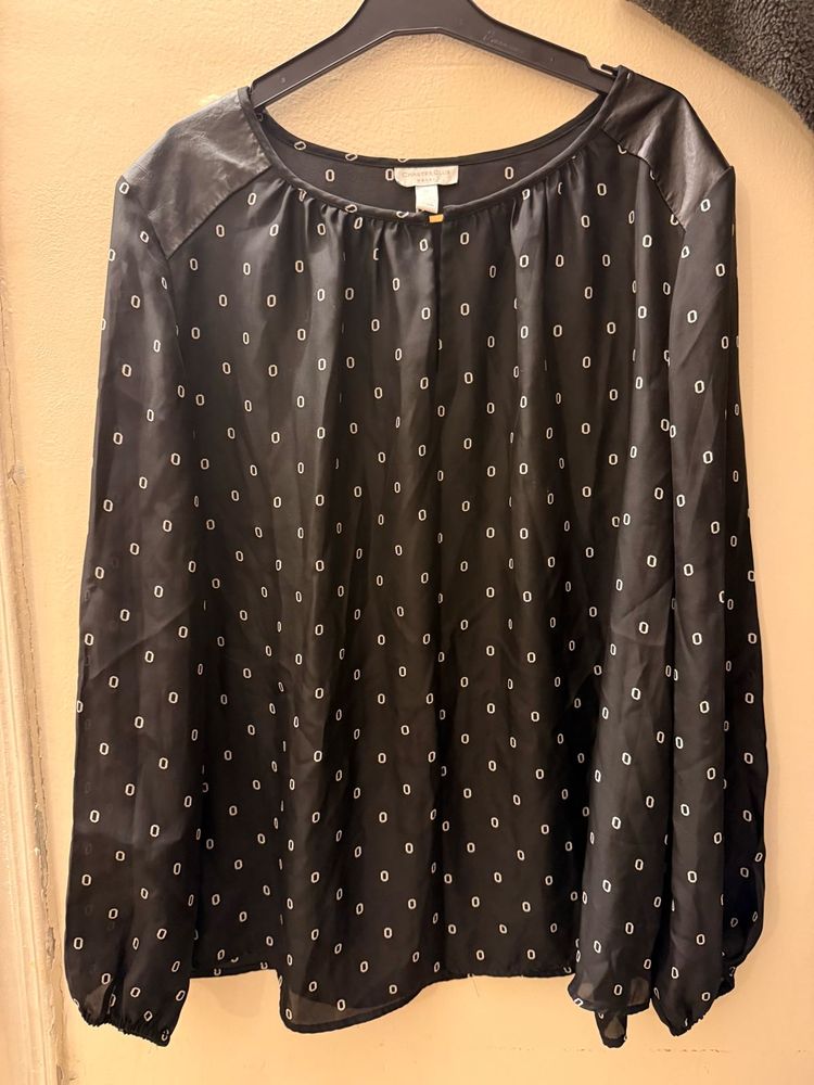 Black Polka Dot Long Sleeve Top