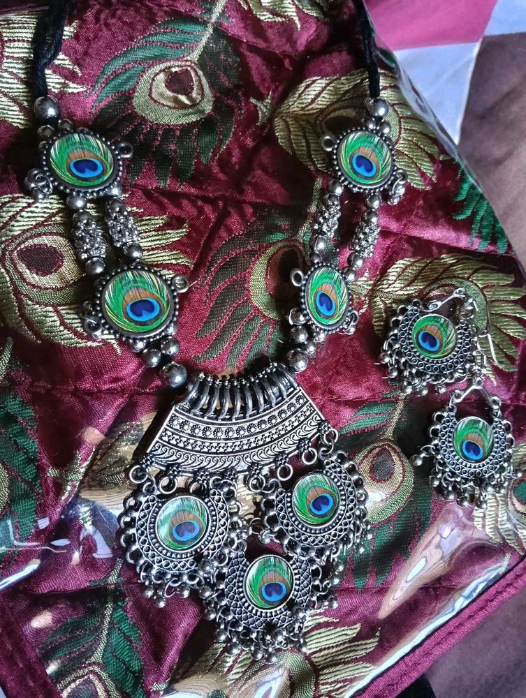 Peacock Necklace &amp; Earring Set