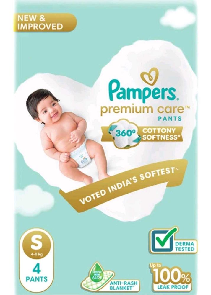 With 🎁Pampers Premium Care Pants - Size S (4 Coun