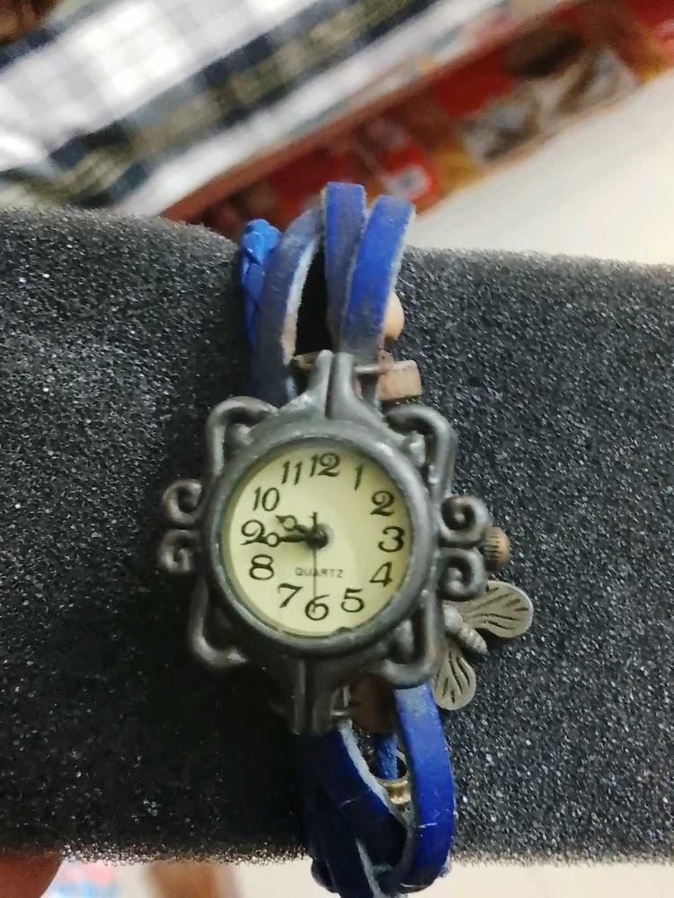 Vintage Style Blue Band Watch