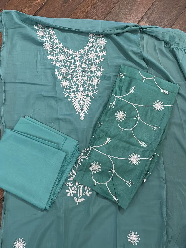 Teal Embroidered Pakistani Suit