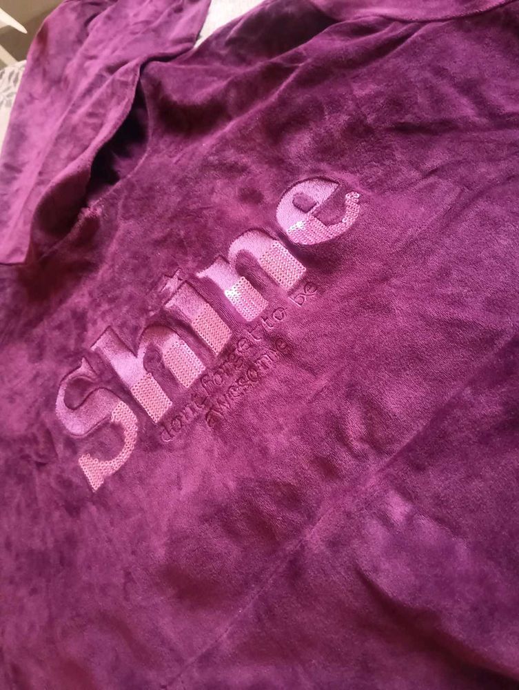 Shine Purple Velour Hoodie