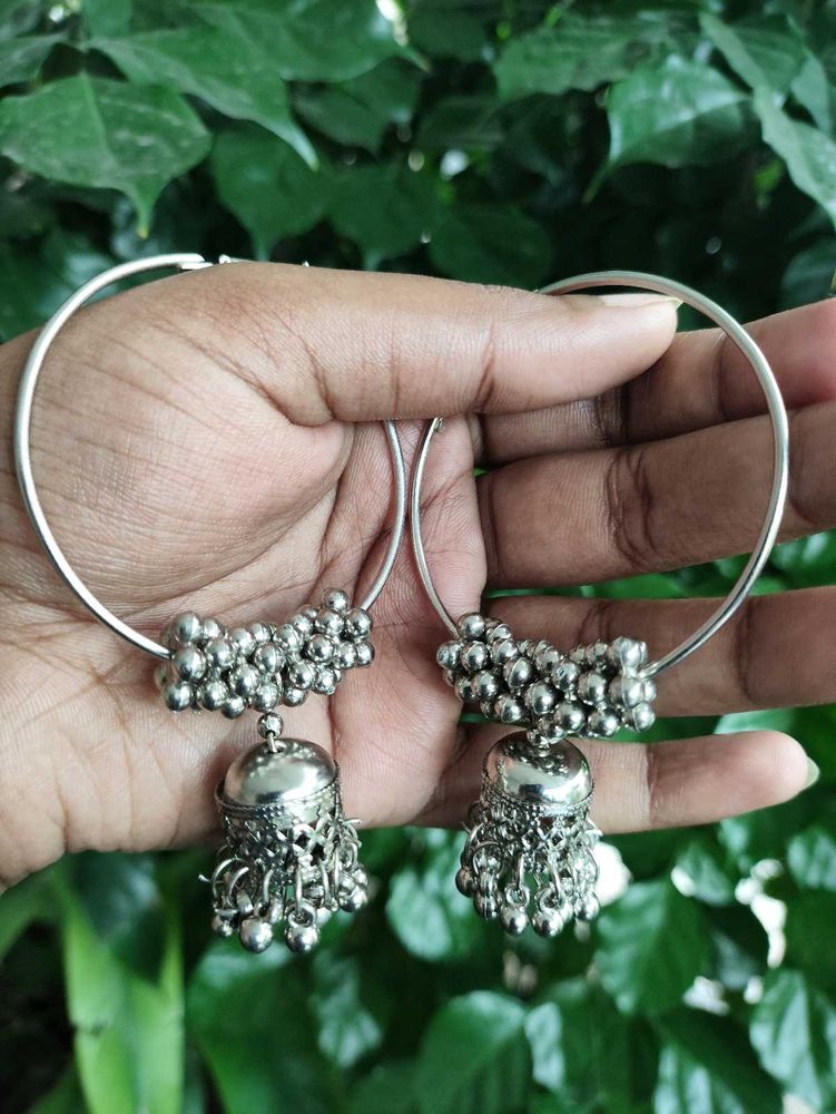 Silver Jhumka Earrings