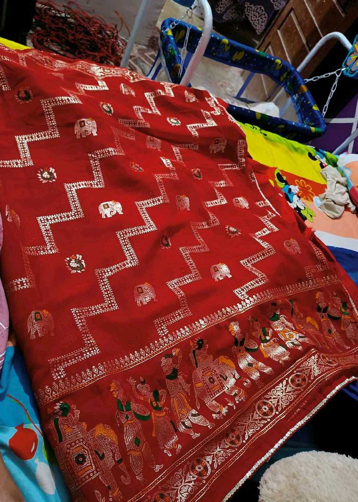 New karwa chauth special sari with blouse piece