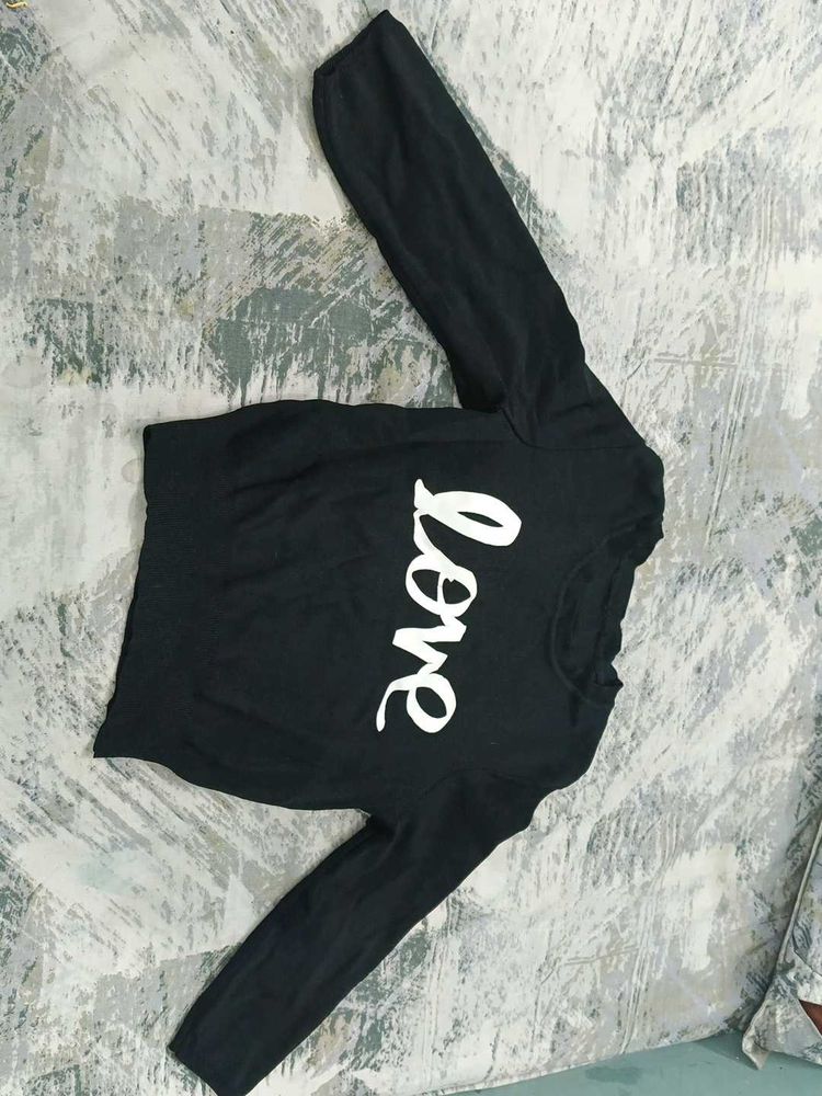 Black &#34;Love&#34; Long Sleeve Top