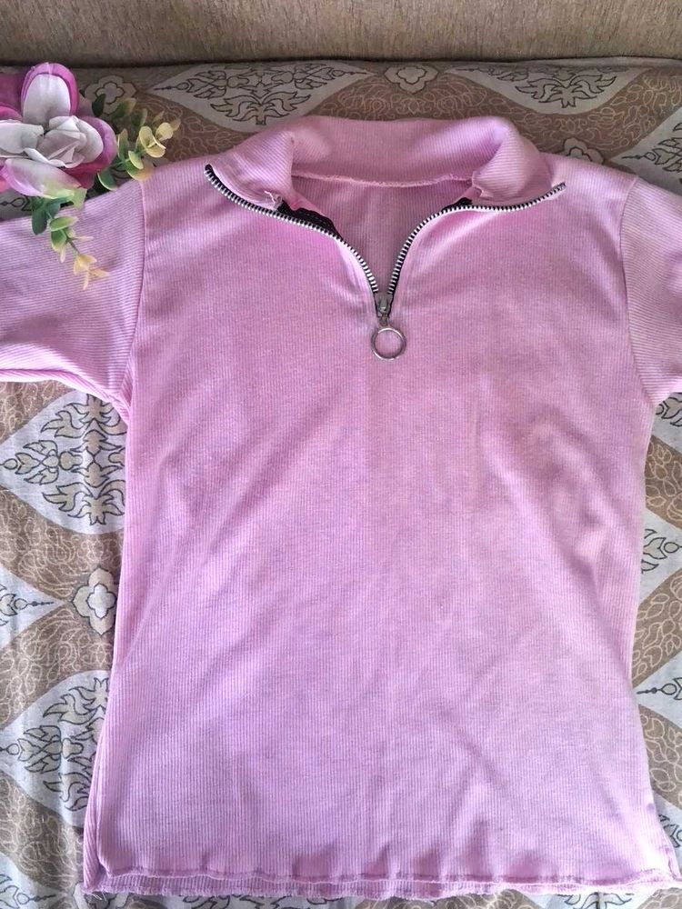 Pink Quarter Zip Top