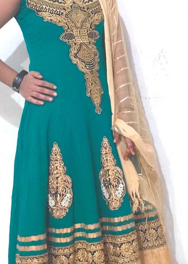 Elegant Teal Embroidered Anarkali