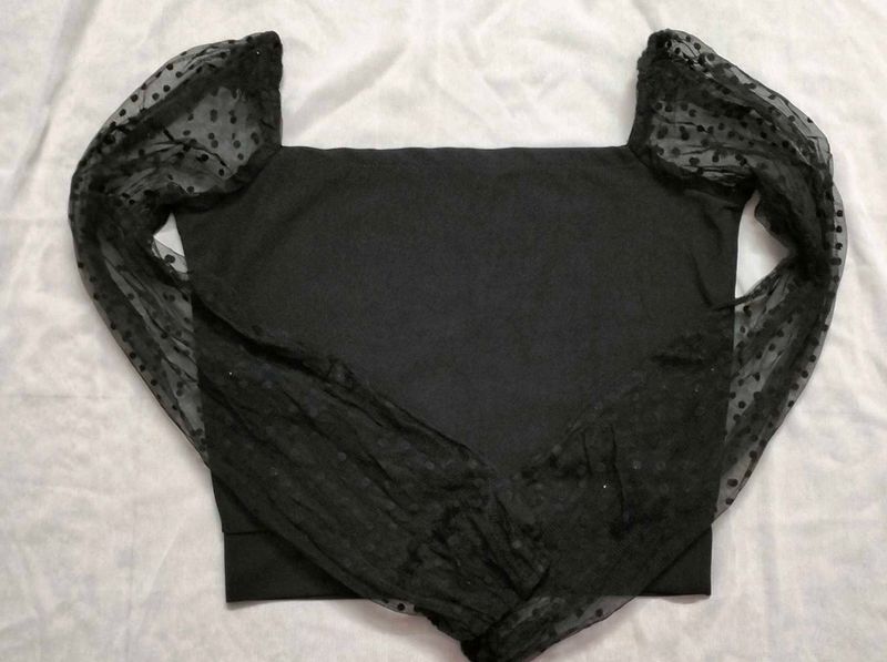 Black Sheer full Sleeve Top