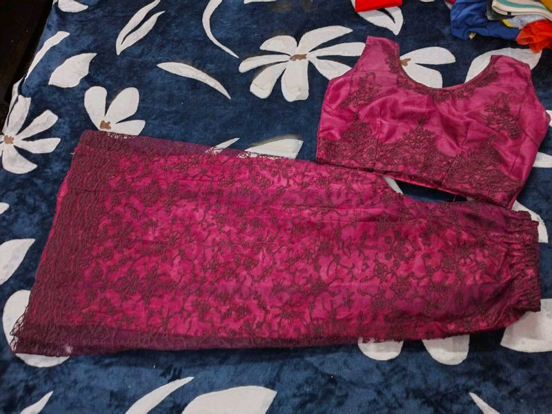 Magenta sharara with crop top