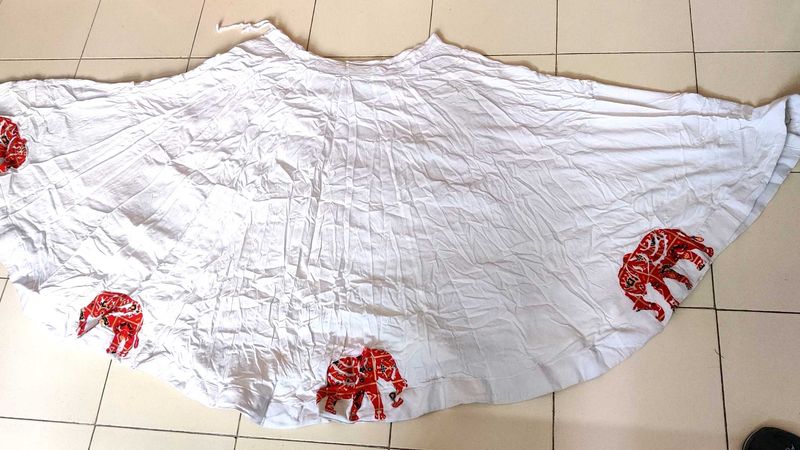 White Patch Work Skirts Skirt