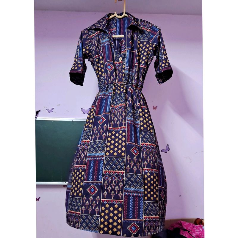Vintage Print Fit &amp; Flare Dress