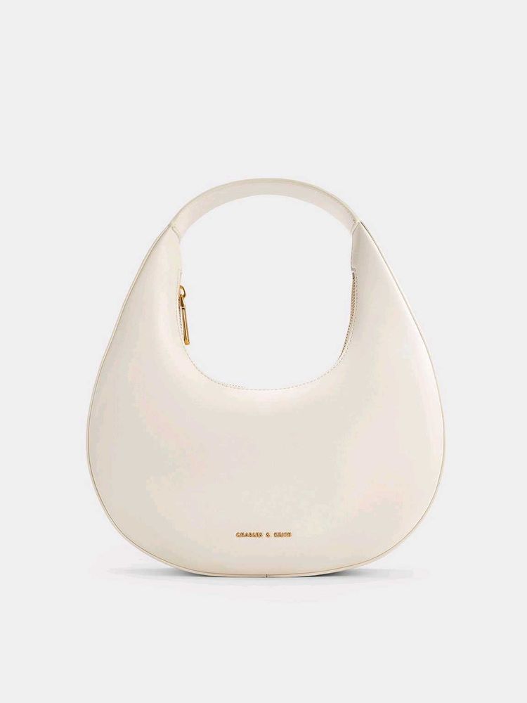 CHARLES &amp; KEITH Cream Philomena Half-Moon Bag