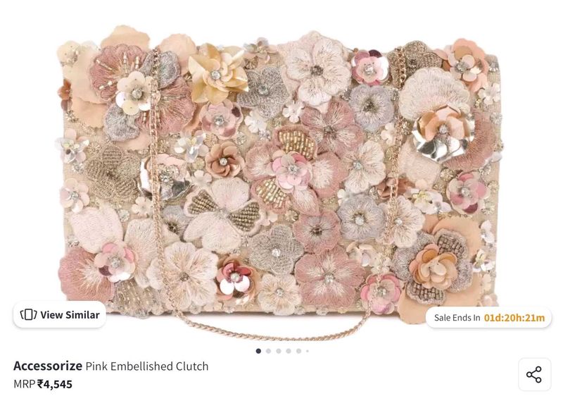 Accessorize Floral Handwork Ziptop Clutch Bag
