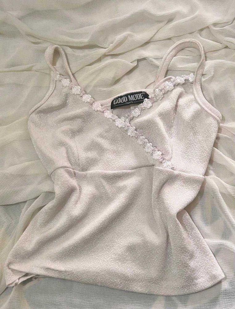 Cute Floral Trim Y2k Cami Top