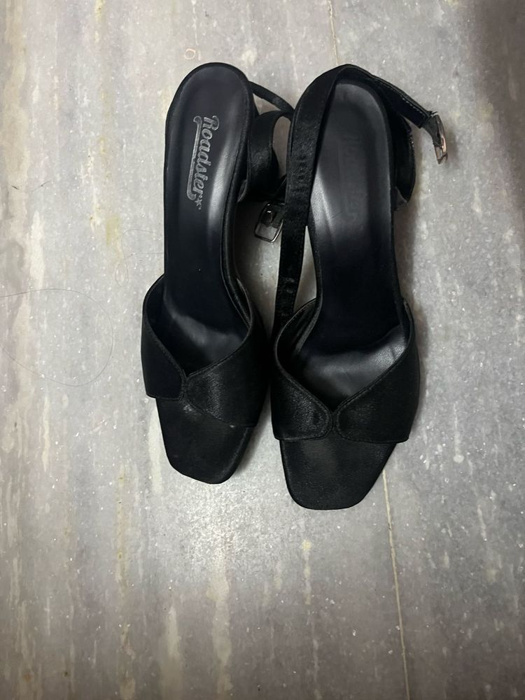 Open Toe Black Heels
