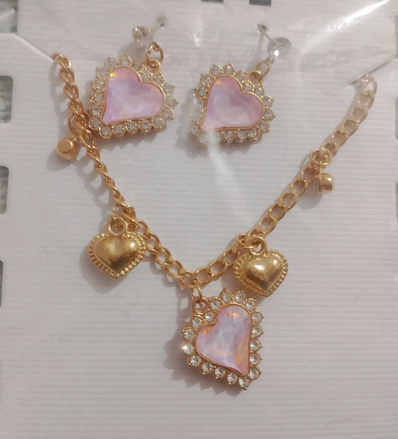 Pink Heart Jewelry Set