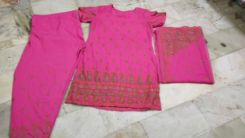 Pink Embroidered Salwar Kameez Suit