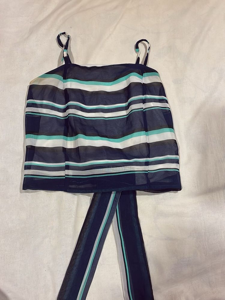 Striped Tie-Waist Tank Top