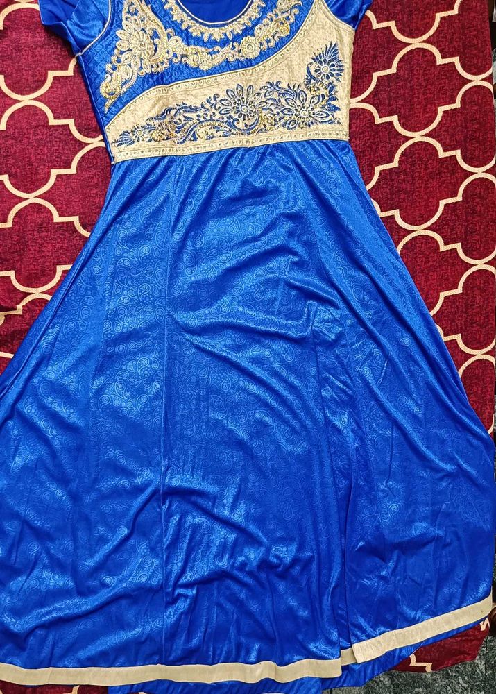 Royal Blue Embroidered Anarkali Gown