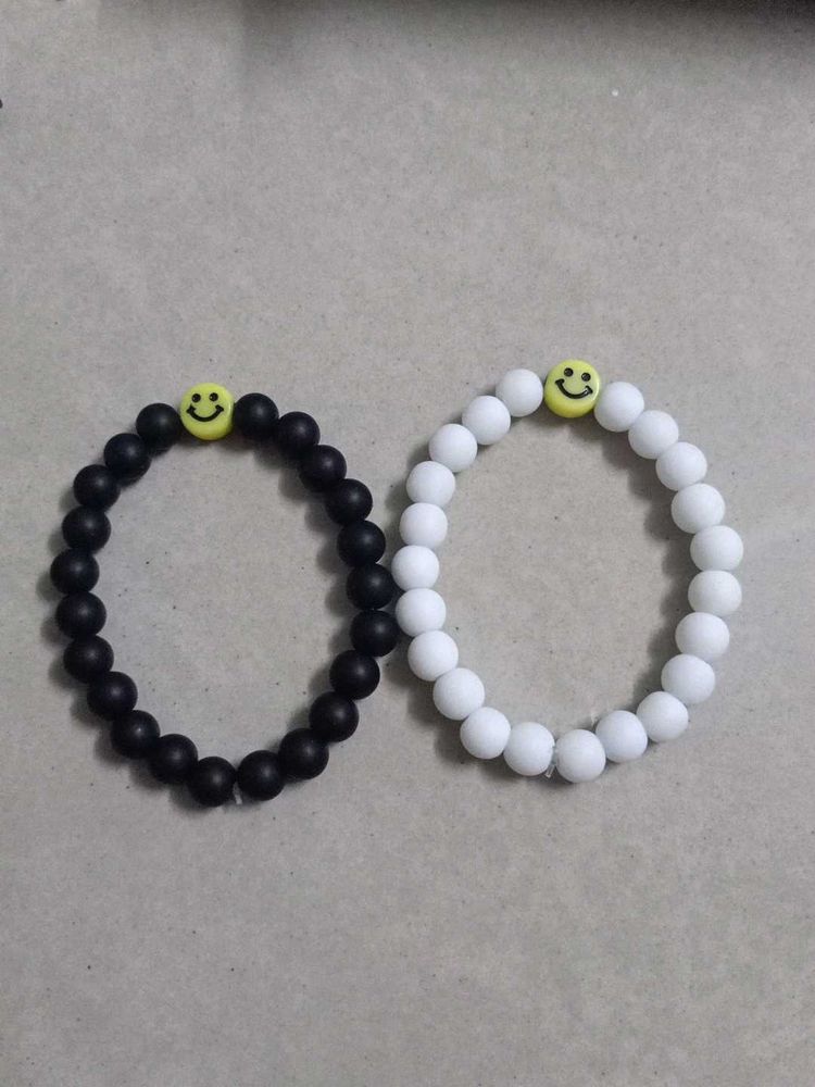 Black And White Smiley Bracelet Set.