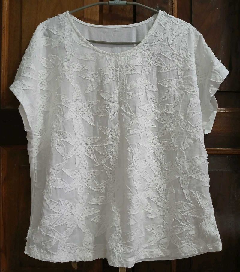 White Floral Embroidered Top