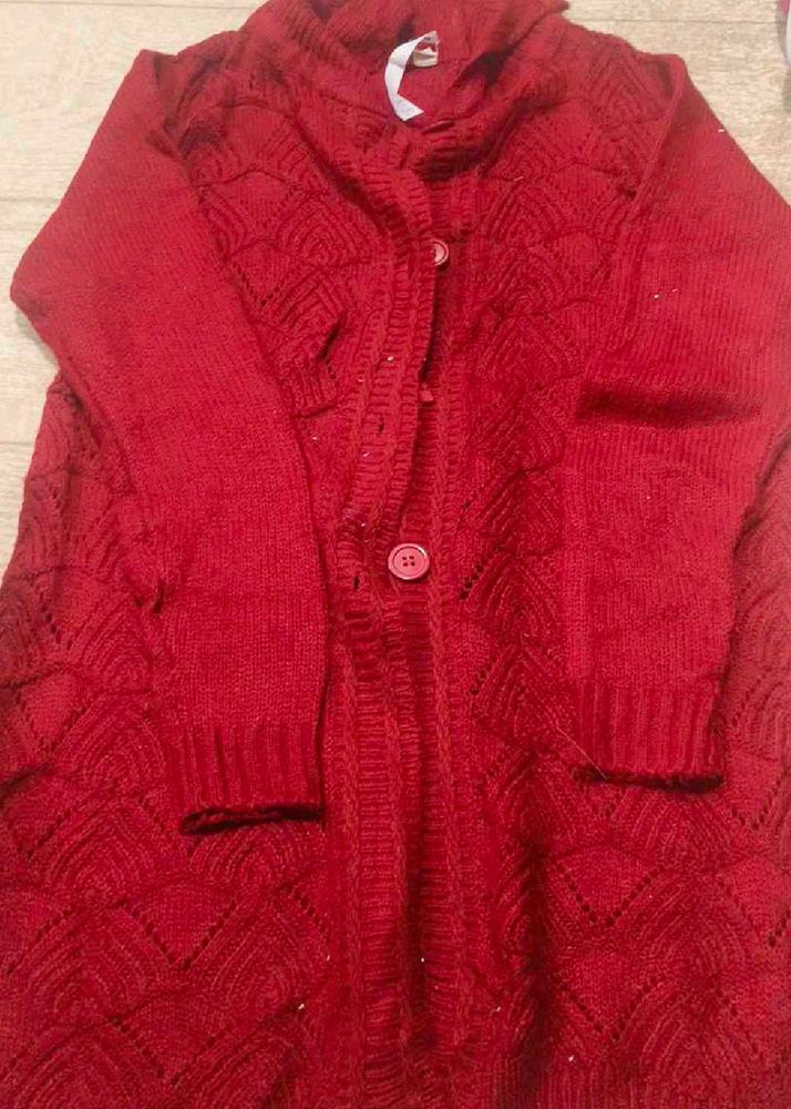 Red Knit Cardigan