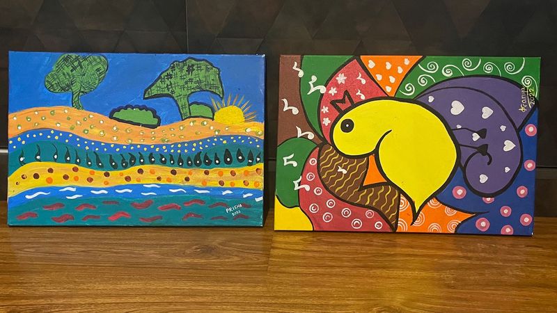 Set Of 2- New Canvas Painting Handmade