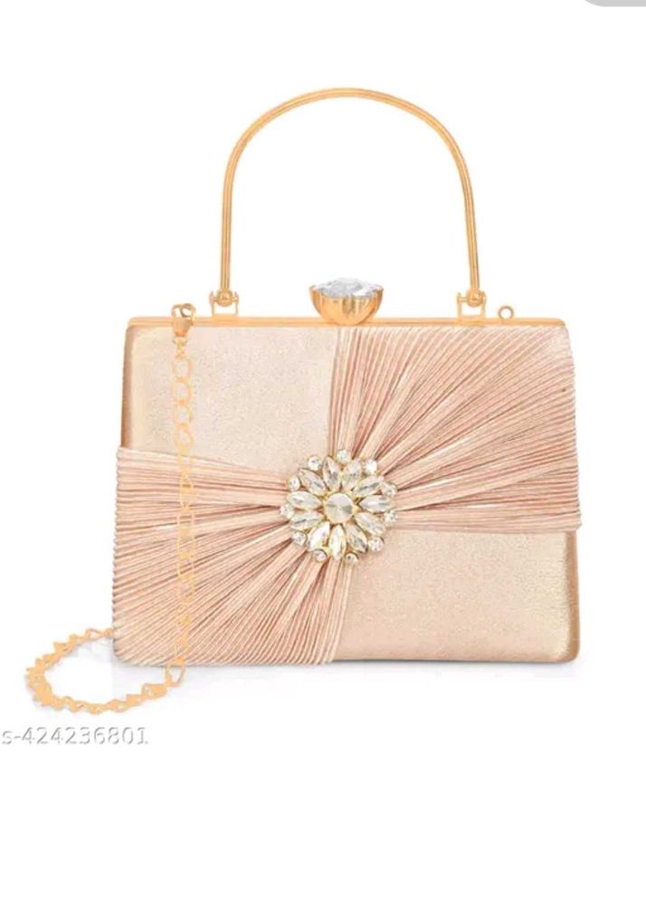 &#34;Golden Glam Luxe Clutch — Crystal Studded&#34;