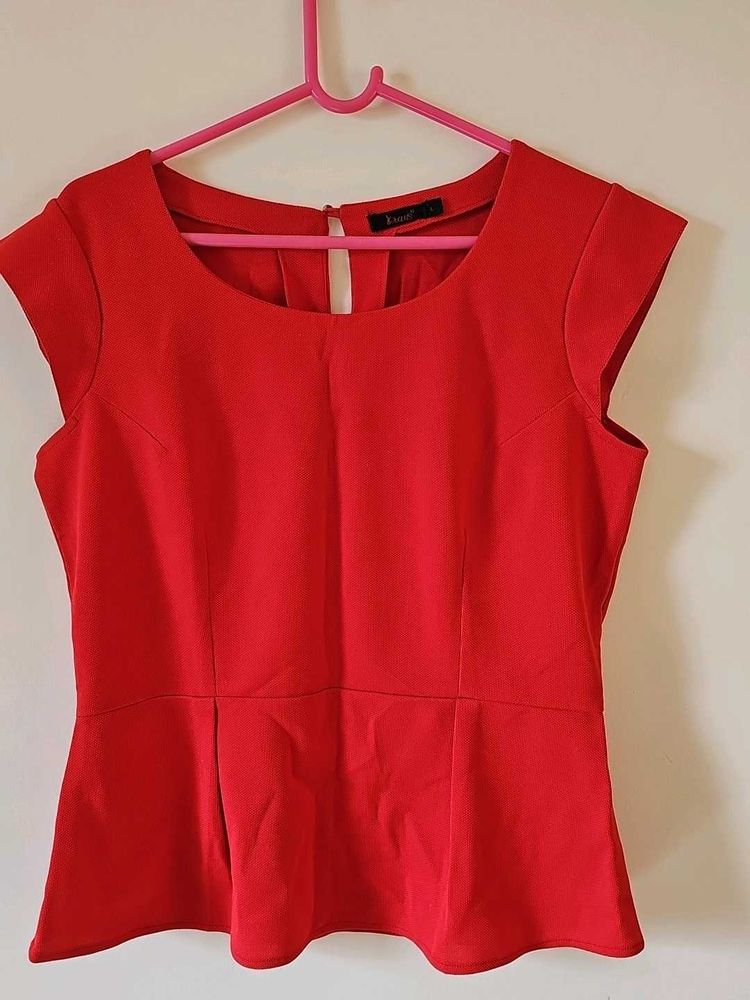 Chic Red Peplum Top