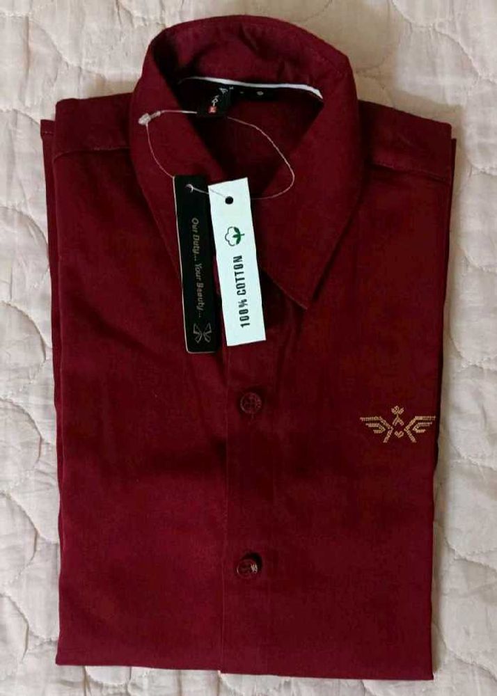 Burgundy &amp;Black Cotton Shirt (COMBO)- New with Tag