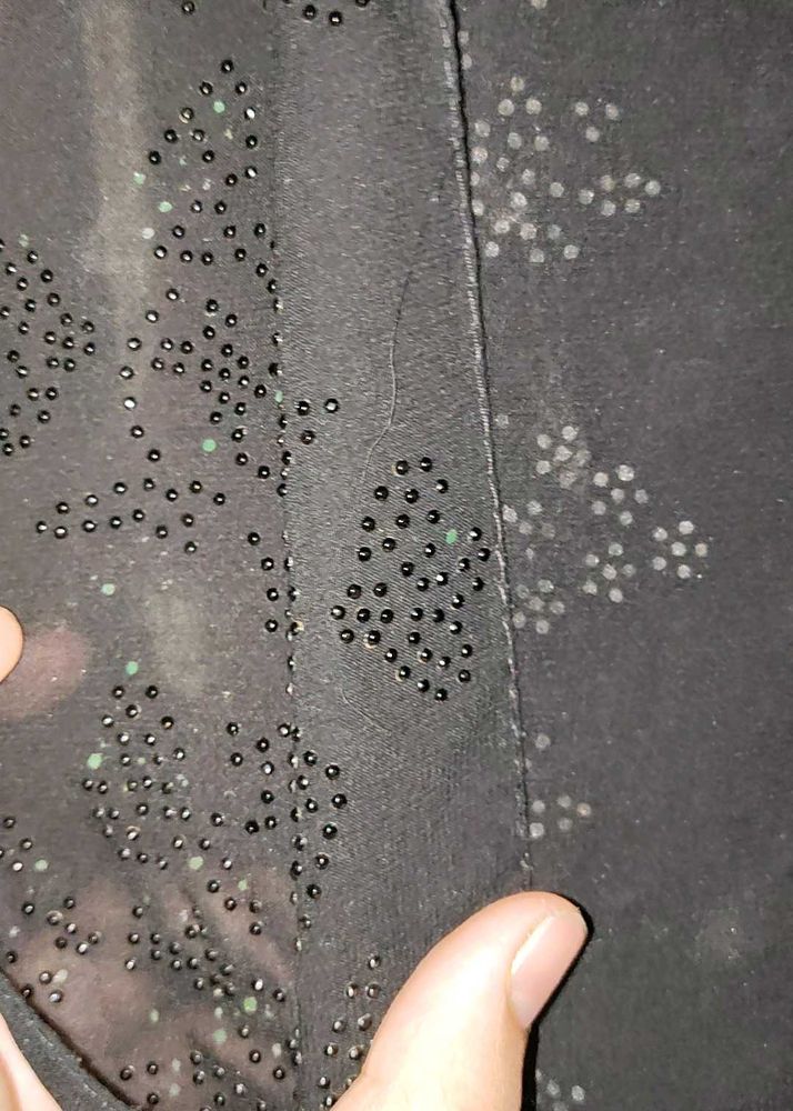 Black Beaded Fabric
