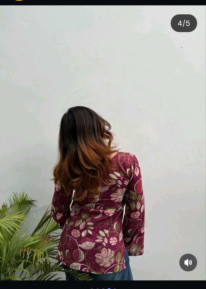 Floral Print Bell Sleeve Kurti