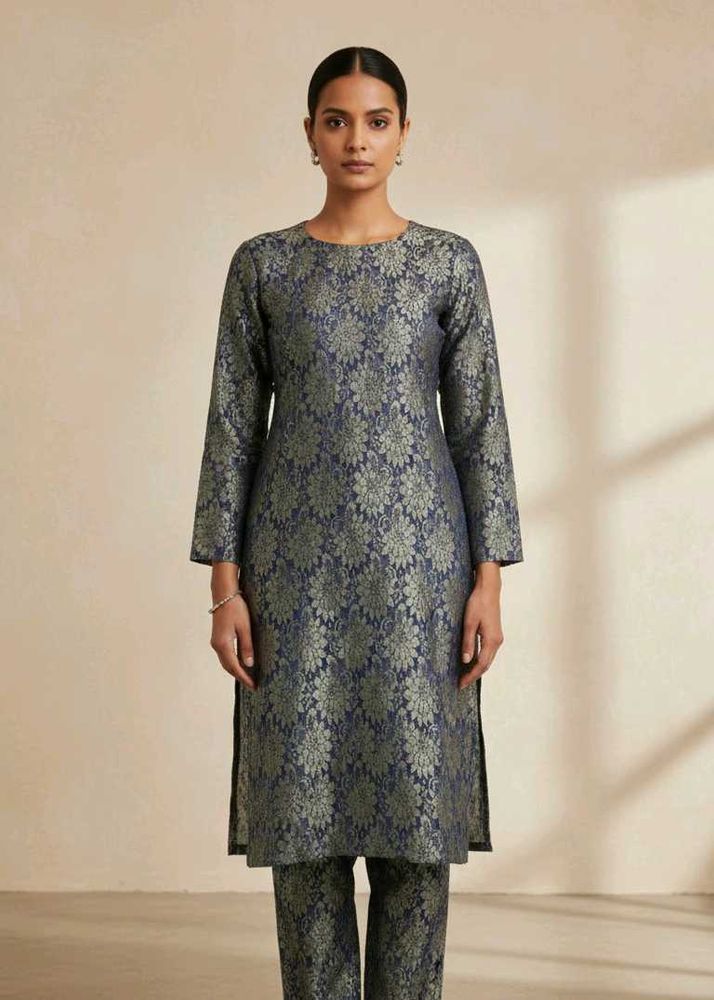 2 Metre Elegant Floral Print Kurta Fabric Unstiche
