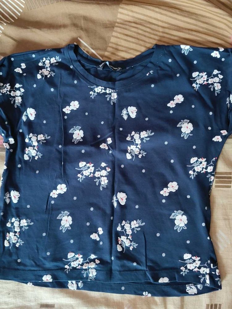 Floral Print Navy Tee
