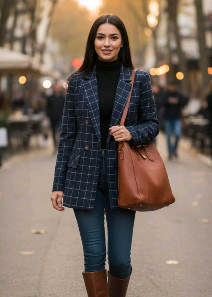 Plaid Blazer Shein