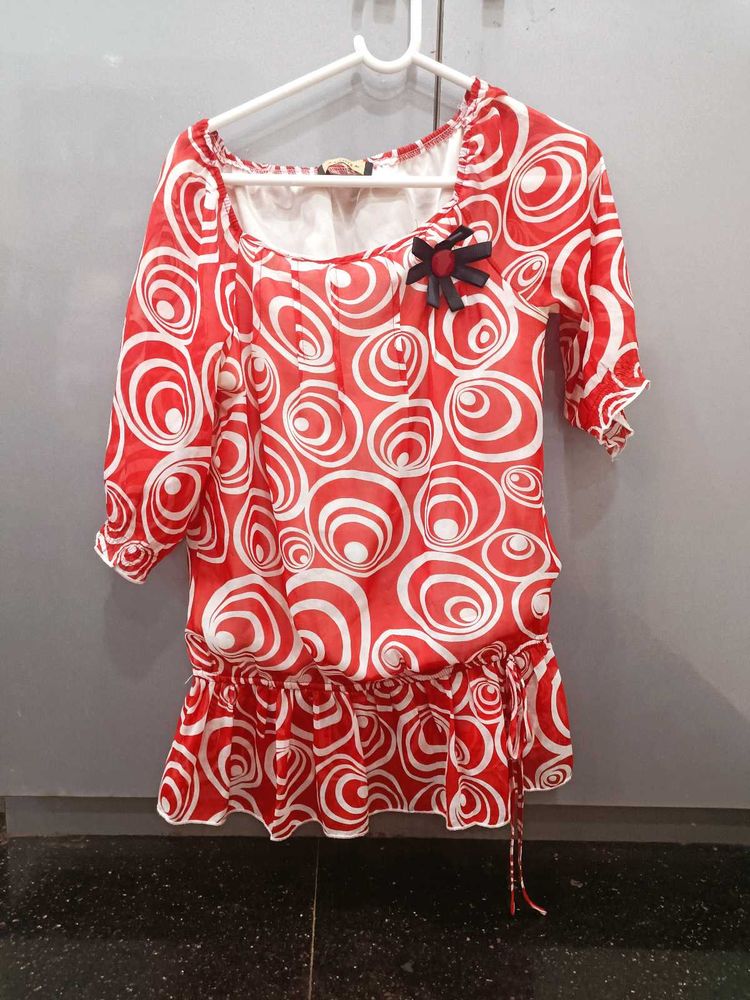 Red &amp; White Patterned Top